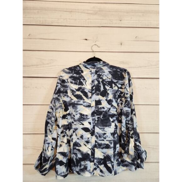 Zenergy By Chico's Women's Blue White Tie Dye Long Sleeve Full Zip Jacket Sz L - Picture 2 of 5